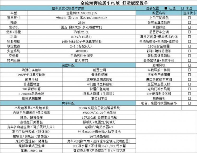 金旅海狮房车—V5系列  9.98万元 201807261847395489
