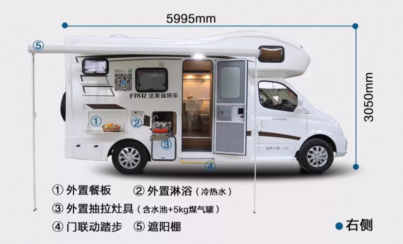 集洗衣机+大冰箱+暖气+空调于一车——法美瑞大通豪华版房车44.8万元