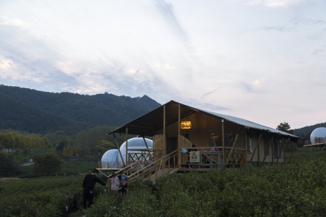 江苏常州宝盛园茶园帐篷酒店夜景喜马拉雅野奢帐篷酒店&mdash;宝盛园夜色14