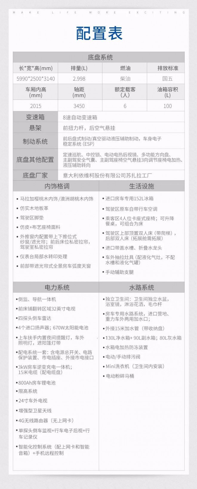 宇通进口依维柯C630尊享版大顶双拓展房车